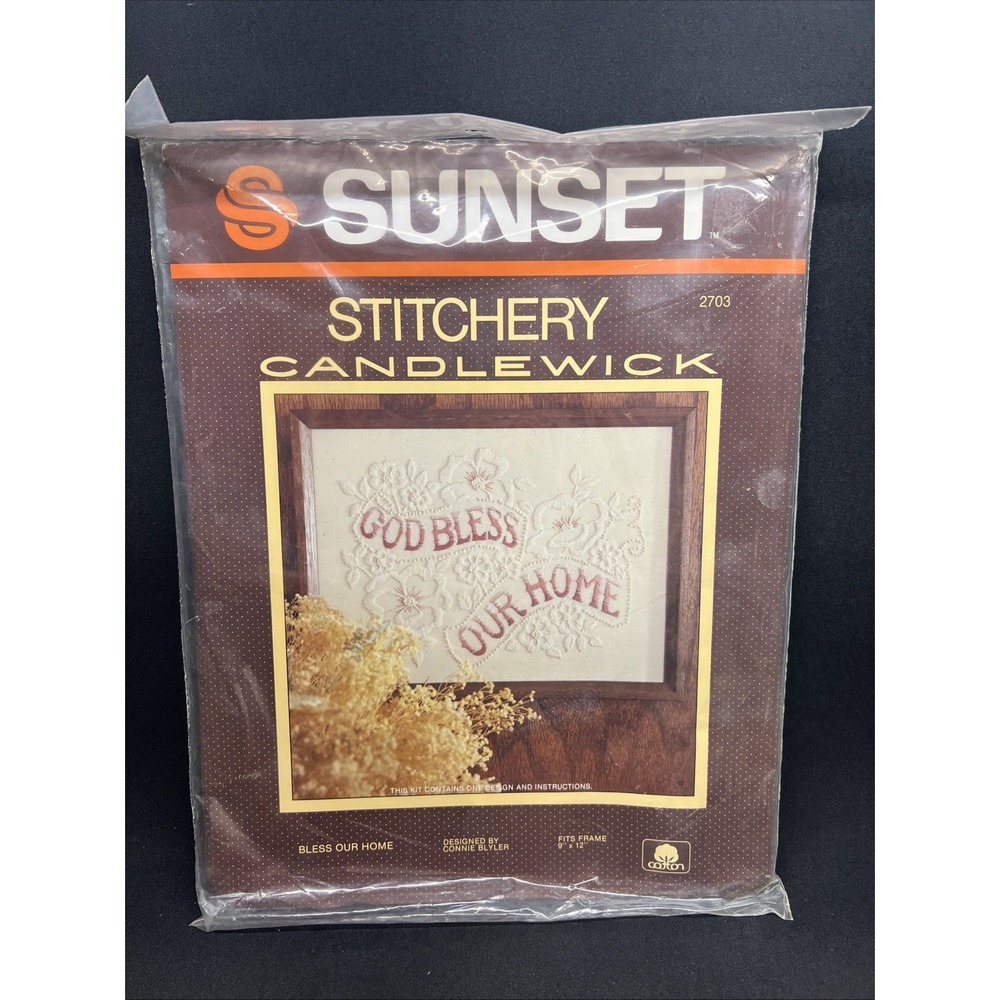 Sunset Stitchery Candlewick "God Bless Our Home" Kit 2703 NOS Vintage New